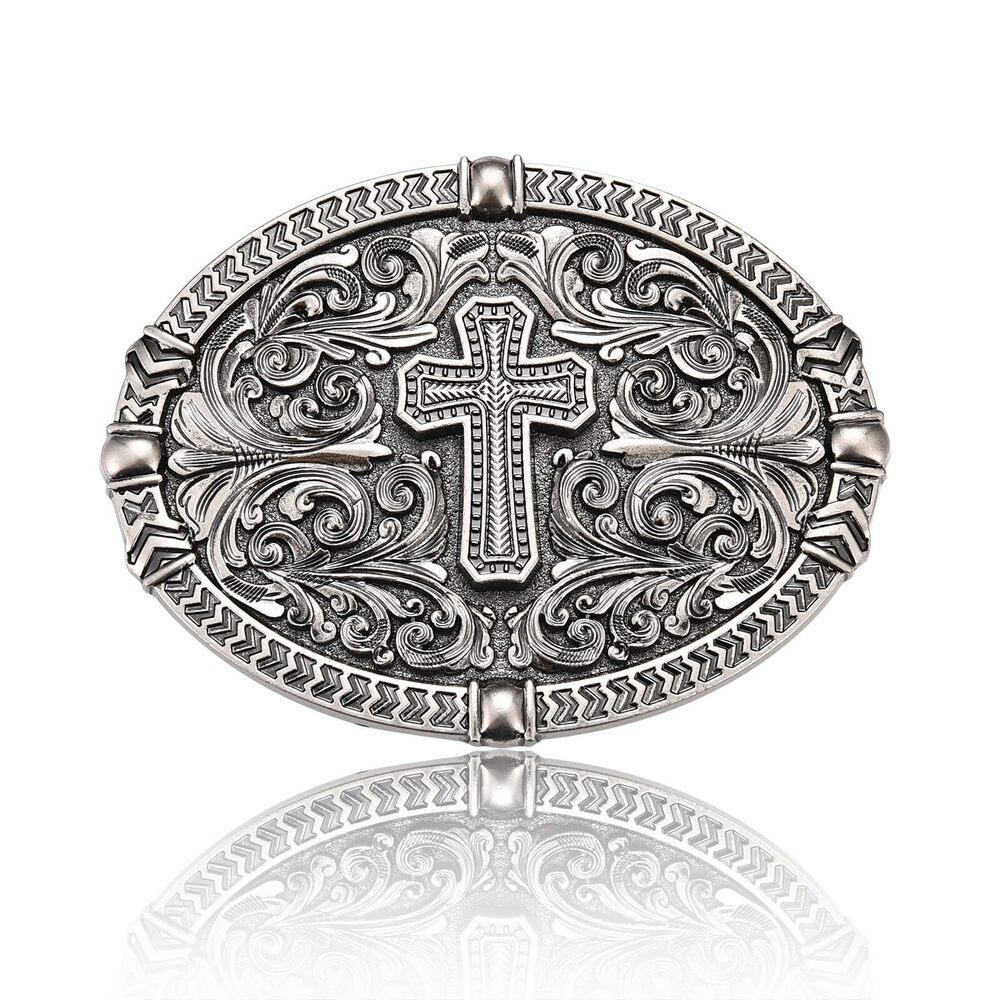 1165 Vintage Religious Cross Faith with Antique Floral Engraved Western